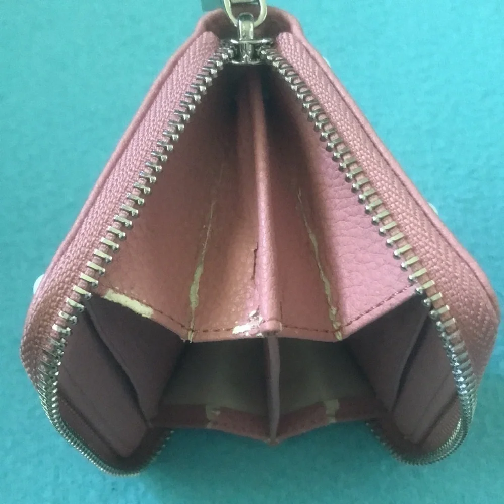 PINKO BAG leather embellished on both sides zipper wallet 4 inside pockets